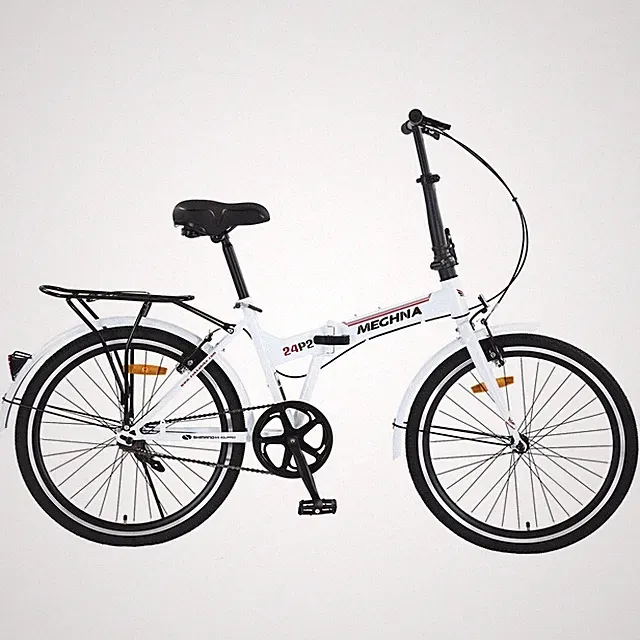 24" Folding Bike for Adults with Fenders Steel Frame Single Speed City Commuter