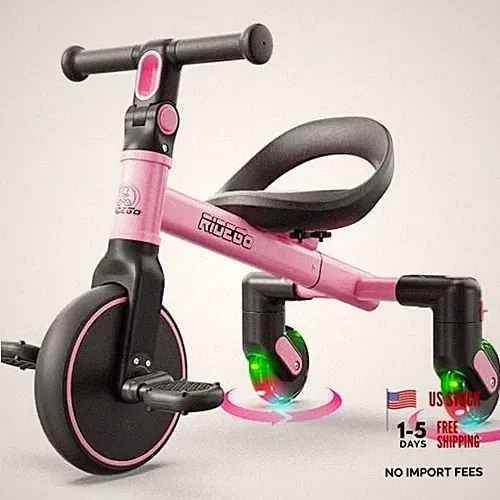 3-in-1 Toddler Tricycle for 2-5 Years, Drift Trike with 360° Spin, Light Pink