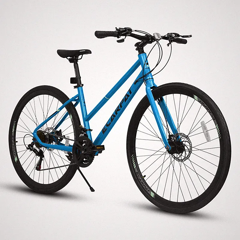 700C Road Hybrid Bike 21-Speed Bicycle Carbon Steel Dual-Disc Brakes for Adult
