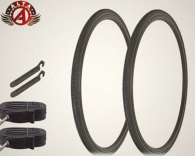 ALTA BICYCLE 700 x 32c LIGHTWEIGHT BLACK TIREs EASY RIDER 60mm TUBES (6pc Set).