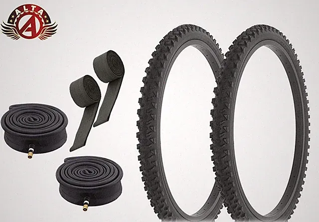 ALTA PERFORMANCE Bicycle 24" x 1.95" Black TIRE MOUNTAIN Rough TREAD SET 6pc.