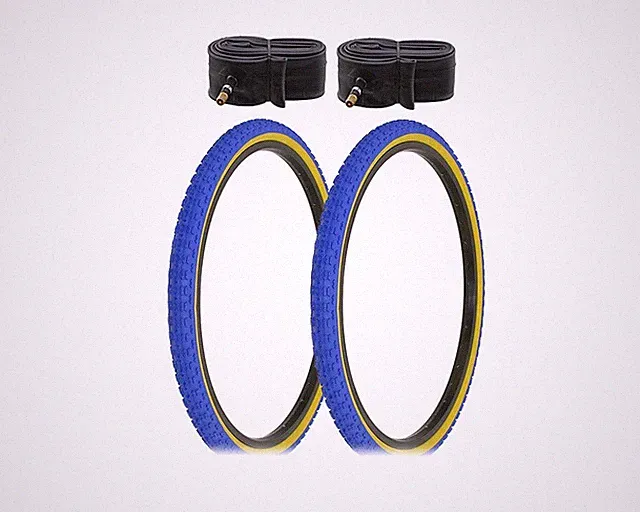 ALTALINE Bicycle 24" x 1.75" BLUE/GUM COMP III (2) TIRES & TUBES BMX TIRE BIKE