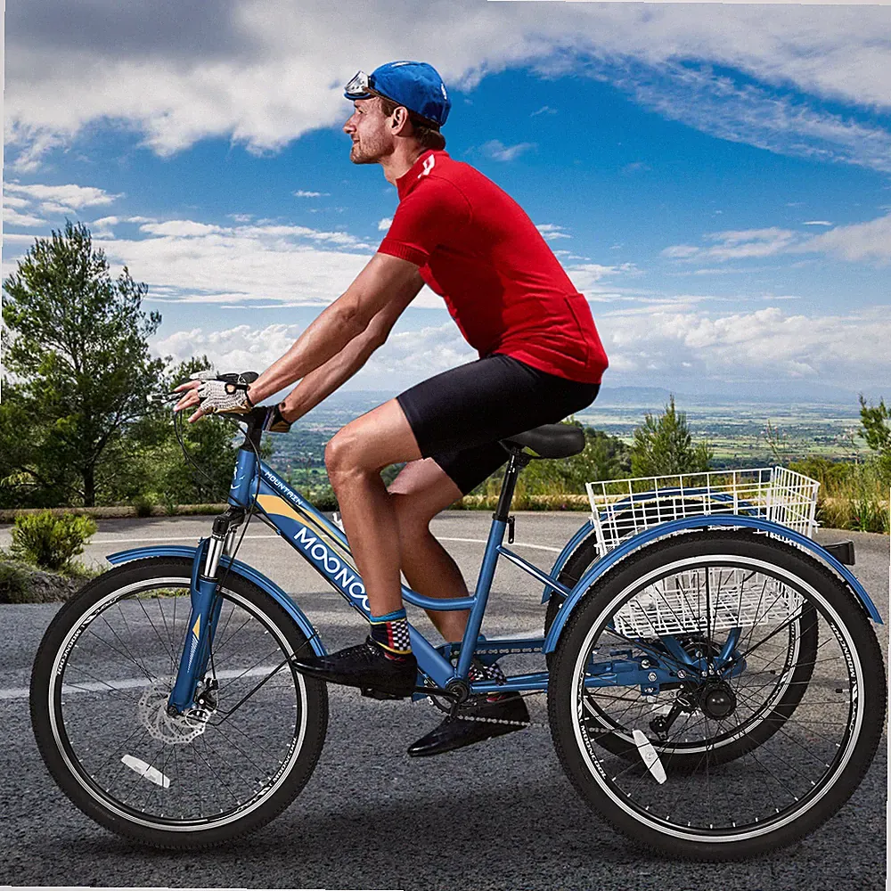 MOONCOOL 24 inch Mountain Tricycle for Adults 3 Wheeled 7-Speed Cruiser Bike
