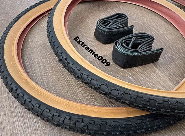 PAIR of 24" BMX Bicycle COMP3 BLACK Gumwall MX3 Tires & Tubes 24X1.75