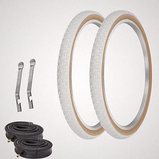 PRO+ TIRES 24 x 1.75 WHITE/GUM P-104A W/ HEAVYDUTY TUBES & TIRE LEVERS