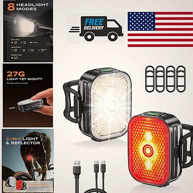 Versatile Bike Headlight and Taillight with Ultra Slim Design for Easy Carrying